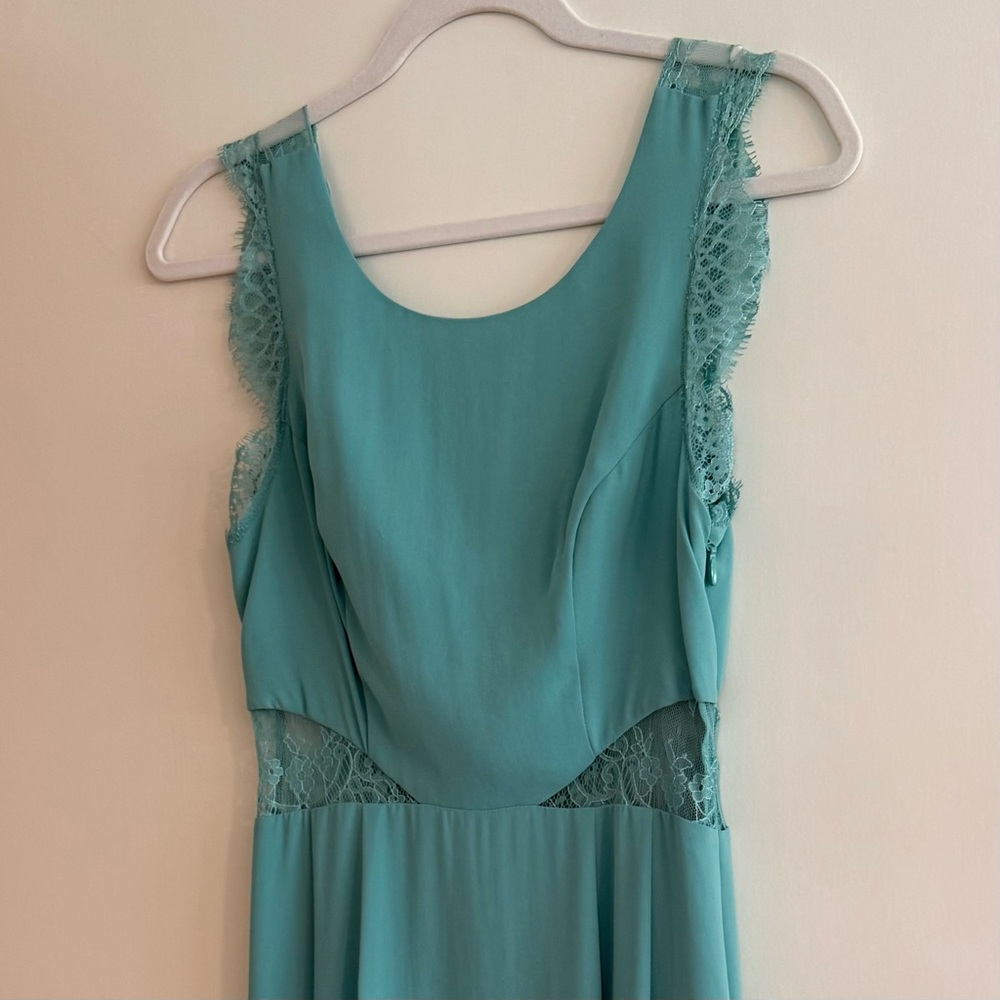 Bcbgmaxazria Karey Aqua Gown With Lace Details View 4